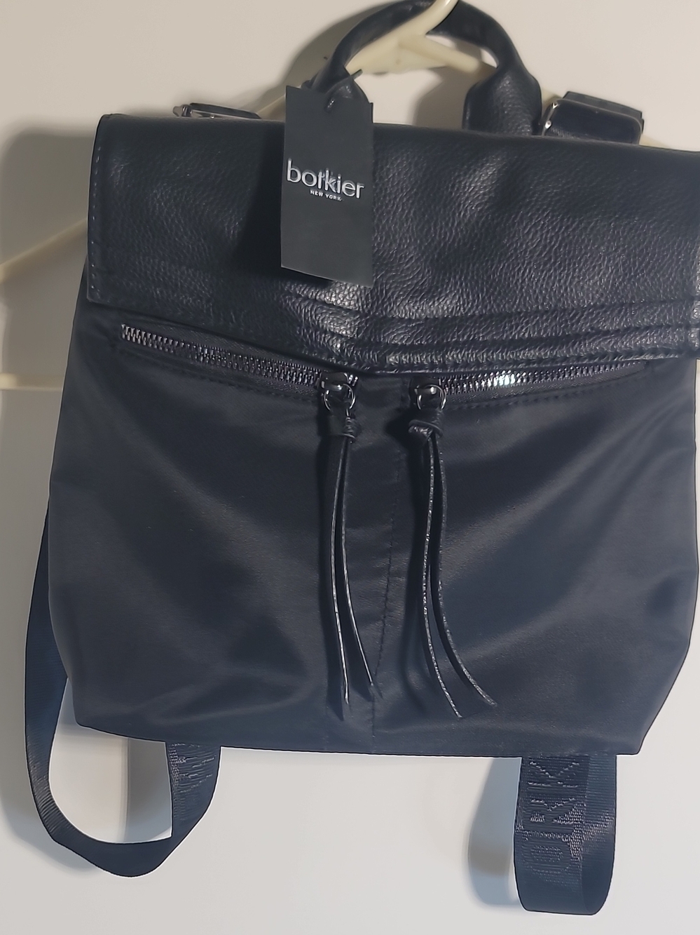 Botkier Black Men's Nylon Backpack with Leather Trim
